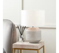 Pacific Meribel Ceramic Geo Textured Table Lamp - White