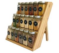 Pacific Moon Tree Bamboo Spice Rack and Organizer, 3-tier Seasoning Spice Jar Organizer, Excellent Tiered Wooden Spice Racks Free Standing for Cabinet Drawers and Countertop