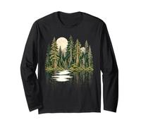 Pacific Northwest Forest Moon Reflection Wilderness Mountain Long Sleeve T-Shirt