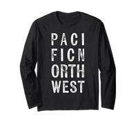 Pacific Northwest Modern Distressed Grunge PNW Long Sleeve T-Shirt