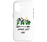 Pacific Northwest PNW Pine Trees Mountains Upper Left USA Case for iPhone 16