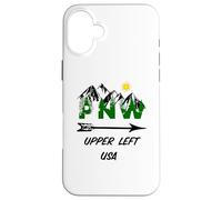 Pacific Northwest PNW Pine Trees Mountains Upper Left USA Case for iPhone 16 Plus