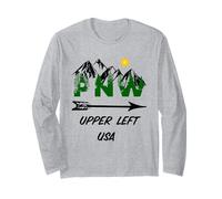 Pacific Northwest PNW Pine Trees Mountains Upper Left USA Long Sleeve T-Shirt