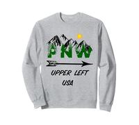 Pacific Northwest PNW Pine Trees Mountains Upper Left USA Sweatshirt
