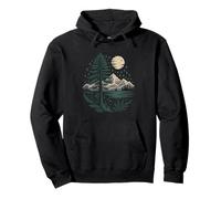 Pacific Northwest Raised Evergreen Forest Silhouette Nature Pullover Hoodie