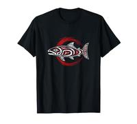 Pacific Northwest Salmon Tribal Art Fish Hook Hawaiian Ocean T-Shirt