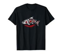 Pacific Northwest Salmon Tribal Art Fish Hook Hawaiian Ocean T-Shirt