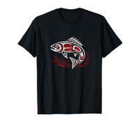 Pacific Northwest Salmon Tribal Art Fish Hook Hawaiian Ocean T-Shirt