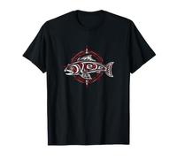 Pacific Northwest Salmon Tribal Art Fish Hook Hawaiian Ocean T-Shirt