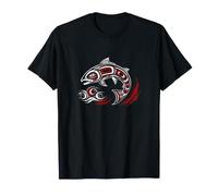 Pacific Northwest Salmon Tribal Art Fish Hook Hawaiian Ocean T-Shirt