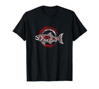 Pacific Northwest Salmon Tribal Art Fish Hook Hawaiian Ocean T-Shirt