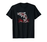 Pacific Northwest Salmon Tribal Art Fish Hook Hawaiian Ocean T-Shirt