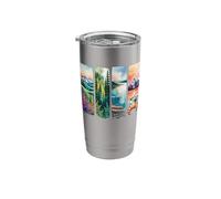 Pacific Northwest Watercolor Scenes Collage Stainless Steel Insulated Tumbler