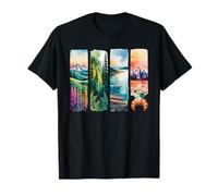 Pacific Northwest Watercolor Scenes Collage T-Shirt