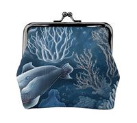 Pacific Ocean biological Print Stylish unique Coin Purse Cute Mini Wallet with Kiss Lock Waterproof for Coins