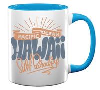 Pacific Ocean Hawaii Surf Paradise Ceramic Tea Coffee Mug Light Blue