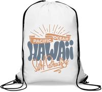 Pacific Ocean Hawaii Surf Paradise Gym Sack Casual Drawstring Bag White