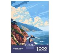 Pacific Ocean Nature Art Travel Puzzle 1000 Pieces, Romantic City Break Scene, Interlocking Paper Pieces, Family Night Game for Home Décor Fans, 70x50cm/1000pcs