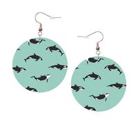Pacific Ocean Whale Leather Round Earrings Daily Accessories Working At Work Women'S Fashion
