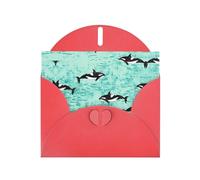 Pacific Ocean Whale Pattern Blank Greeting Cards For Birthdays, Valentine'S Day, Parties, Weddings, 4x6 Inches Red Envelope
