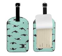Pacific Ocean Whale Print Luggage Bag Tags Leather Travel Id Labels Suitcase Name Tags Travel Essentials
