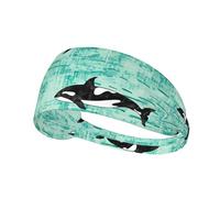 Pacific Ocean Whale Print Sports Headbands For Men Women, Moisture Wicking Sweat Band Elastic Wide Hair Bands,For Running, Cycling, Basketball, Gym Exercise, Football