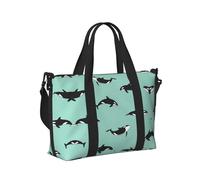 Pacific Ocean Whale Print Women Men Travel Hand Bag for Foldable Portable Tote for Weekend Trips Travel