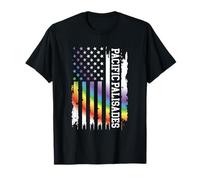 Pacific Palisades United States Rainbow w US Flag T-Shirt