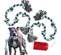 Pacific Pups Products Giant Dog Rope Chew Toys for Extra Large Dogs 2 Pack- 42 Inch, 6 Knot Tough Benefits Non-Profit Animal Rescue - Indestructible Toy for Aggressive Chewers and Large Dog Breeds