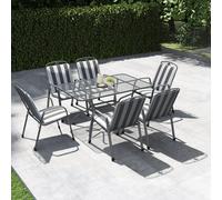 Pacific Savoy 6 Seater Metal Patio Set with Cushions - Grey