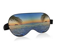 Pacific Sunrise Palm Trees Ocean at Lanikai Beach Hawaii Eye Masks Cover Blocks Light Sleep Mask Shade Cover Blindfold Relaxing Eyeshade Cover with Adjustable Head Strap for Men Women Kids