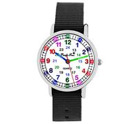 Pacific Time Children's Watch Girls Boys Watch Kids Learning Watch Children's Watch Textile Interchangeable Strap Analogue Quartz, 10907 - Black, Strap.