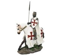 Pacific Trading Crusader Knight on Horse Collectible Made of Resin, Hand Painted, Intricately Detailed, Red