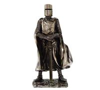Pacific Trading Crusader Knight Statue Silver Finishing Cold Cast Resin Statue 7" (8712)