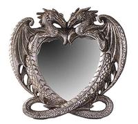Pacific Trading Gothic Heart Shaped Dragon Mirror, Collectible Medieval Home Accent Décor Resin Piece for Wall or Tabletop Shelf, 6.3 x 5.91 Inches
