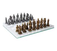 Pacific Trading Medieval Knight Chess Set with Glass Board New