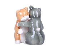 Pacific Trading Orange and Gray Hugging Kitty Cats Ceramic Salt and Pepper Shakers Magnetic
