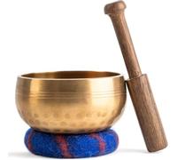 Pacific Vision Original Tibetan Singing Bowl Set with Clapper and Singing Bowl Cushion for Healing, Awareness and Meditation (3.5" Hammered Bowl)