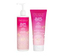 Pacifica Beauty Island Vanilla Body Wash + Exfoliating Scrub Aloe Sugar Rosehip Oil Hyaluronic Acid Everyday Cleansing Bath & Shower Gel B