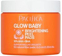 Pacifica Beauty Glow Baby Brightening Peel Pads 10% AHA + BHA, Skincare, Exfoliating, Skin Texture, Minimize Pores, For All Skin Types, Fragrance Free, Clean Skin Care, Vegan - 60 Pads (1 Count)