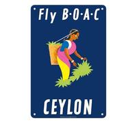 Pacifica Island Art Ceylon (Sri Lanka) - BOAC - Sri Lankan Tea Picker - Vintage Airline Travel Poster by Aldo Cosomati c.1953-8 x 12 inch Vintage Metal Tin Sign