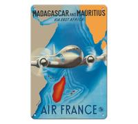 Pacifica Island Art Madagascar - Mauritius - via East Africa - France - Vintage Airline Travel Poster by Renluc c.1950-8 x 12 inch Vintage Metal Tin Sign