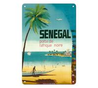 Pacifica Island Art Senegal Africa - Porte de L’Afrique Noire (Gateway to Sub-Saharan Africa) - Ngor Beach Dakar - Vintage Travel Poster c.1950s - 8 x 12 inch Vintage Metal Tin Sign