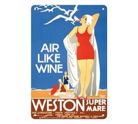 Pacifica Island Art Weston Super Mare - North Somerset England - Great Western Railway - Vintage Railroad Travel Poster by William A. Sennett c.1930s - 8 x 12 inch Vintage Metal Tin Sign