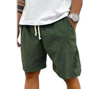 Pacificozy Men's Shorts, Pacific Cozy Shorts, Mokaloha Mens Short, Corduroy Drawstring Elastic Waist Casual Beach Pants (Dark Green,XL)
