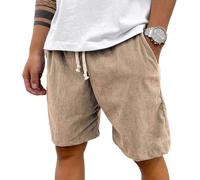 Pacificozy Men's Shorts, Pacific Cozy Shorts, Mokaloha Mens Short, Corduroy Drawstring Elastic Waist Casual Beach Pants (Khaki,M)