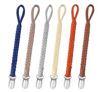 Pacifier Clip for Boys and Girls CLDY Holder Pacifier Holder Leash Smoother Clip 100% Handmade Braided Fits All Pacifiers - Modern Unisex Baby Birthdays Gift(6 Pack)