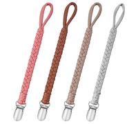 Pacifier Clip for Boys and Girls CLDY Holder Pacifier Holder Leash Smoother Clip 100% Handmade Braided Fits All Pacifiers - Modern Unisex Baby Birthdays Gift(4 Pack)
