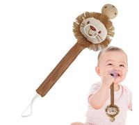 Pacifier Clip Holder - Beech Wood Material, Cute Animal Design | 27x7x3cm Teething Ring Strap with Anti-Loss Clip, Travel for Pacifier, Teething Toys, Baby Blankets, and Bibs
