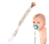 Pacifier Clips for Girls, Pacifier Holder Clips - Flexible Cotton Pacifier Holder | Wooden & Cotton Rope, Flexible Holder Bohemian Paci Clip for Girls, Boys,